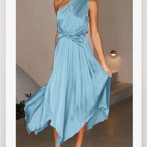 Elegant Blue One-Shoulder Dress